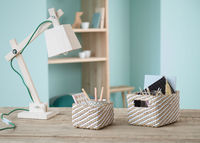 Set van 2 Gevlochten Opbergmanden 'Lisou' - Beige/Wit