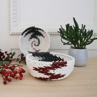 Ronde Opbergmand 'Yala'- Rood/Wit